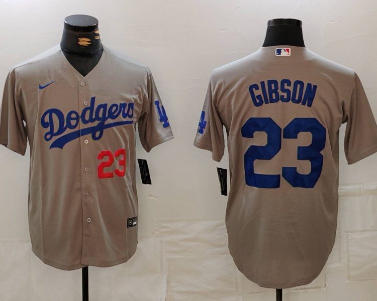 Men's Los Angeles Dodgers Kirk Gibson #23 Gray Limited Jersey