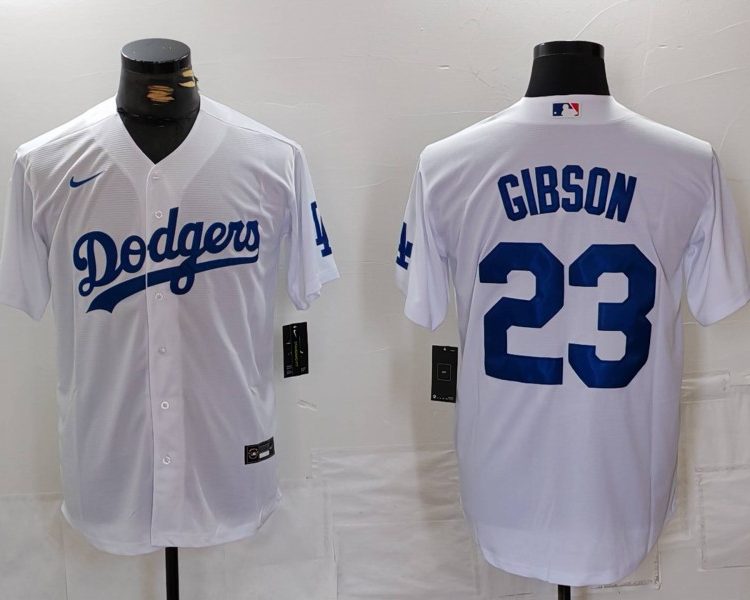 Men's Los Angeles Dodgers Kirk Gibson #23 White Home Jersey