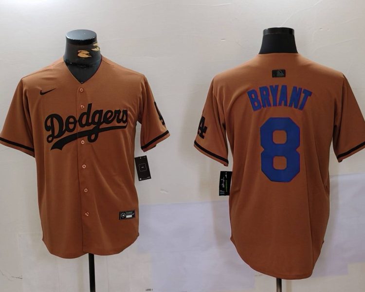 Men's Los Angeles Dodgers Kobe Bryant #8 Brown Jersey