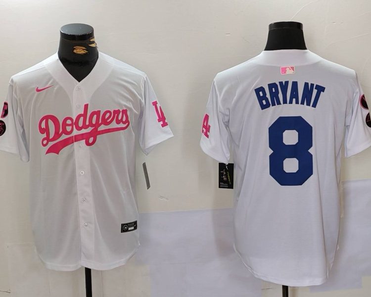 Men's Los Angeles Dodgers Kobe Bryant #8 White Limited Jersey