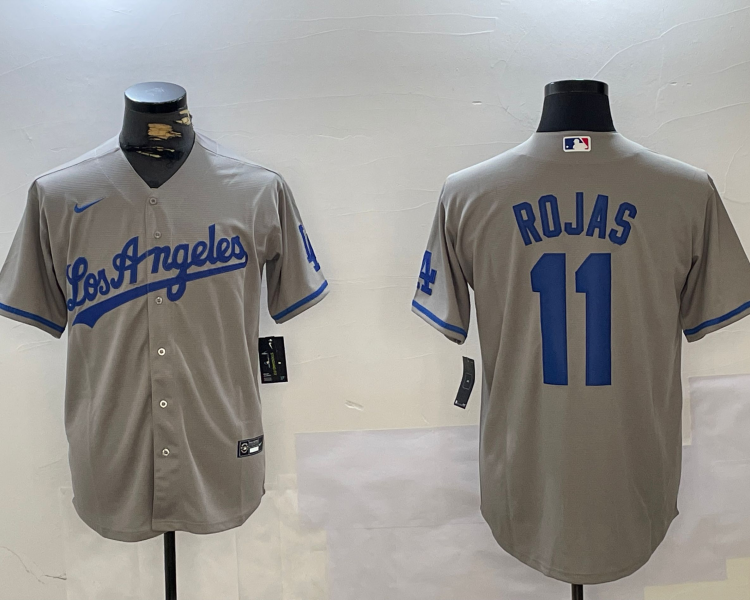 Men's Los Angeles Dodgers Miguel Rojas #11 Gray Jersey