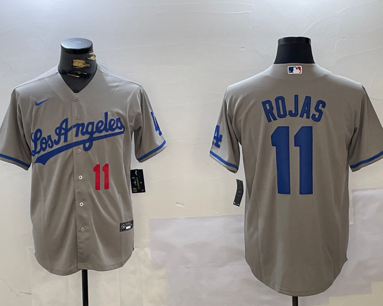 Men's Los Angeles Dodgers Miguel Rojas #11 Gray Jersey