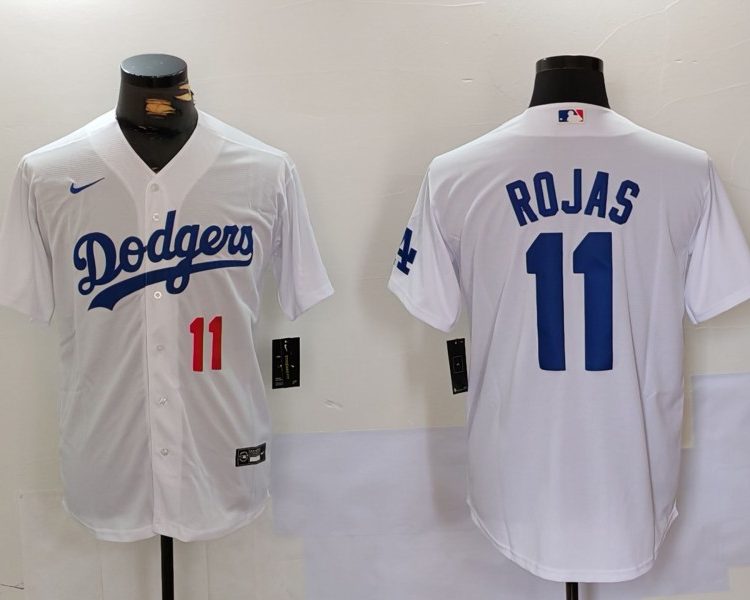 Men's Los Angeles Dodgers Miguel Rojas #11 White Home Jersey