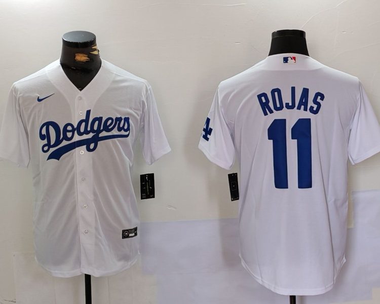 Men's Los Angeles Dodgers Miguel Rojas #11 White Jersey