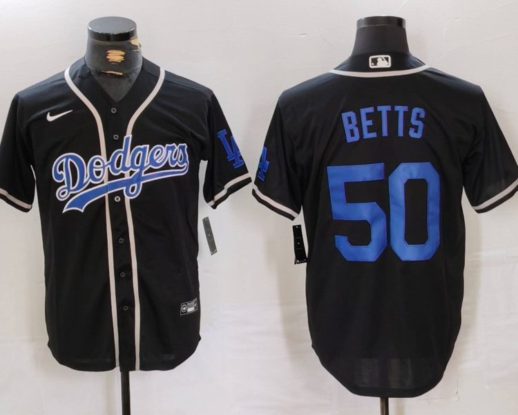 Men's Los Angeles Dodgers Mookie Betts #50 Black Jersey