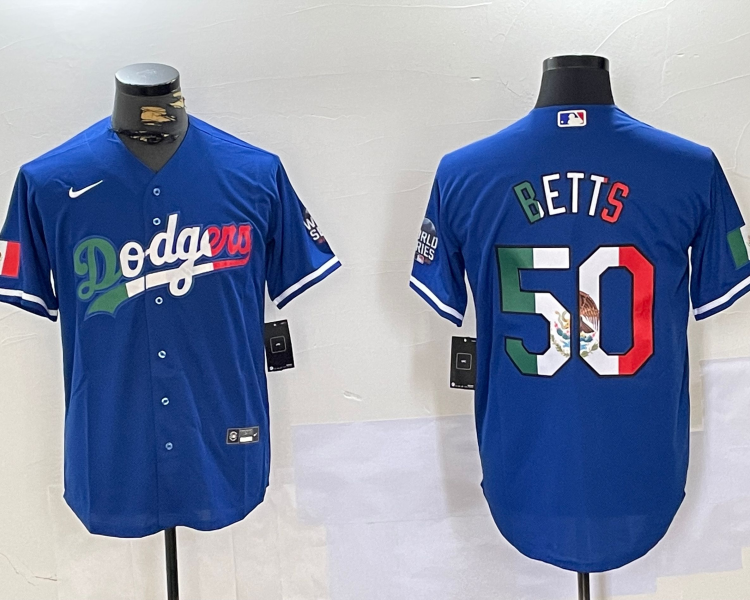 Men's Los Angeles Dodgers Mookie Betts #50 Blue Jersey