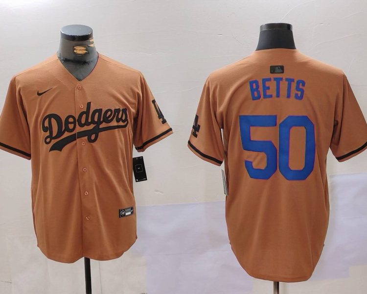 Men's Los Angeles Dodgers Mookie Betts #50 Brown Jersey