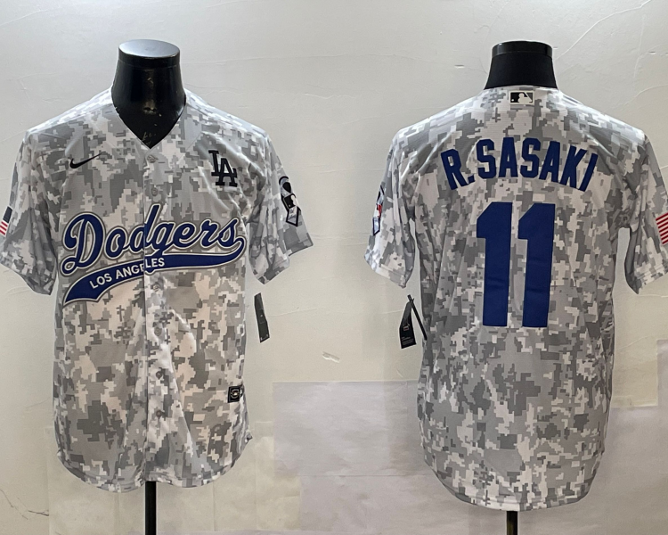 Men's Los Angeles Dodgers Roki Sasaki #11 Arctic Camo 2024 Salute to Service Limited Jersey