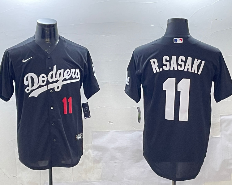 Men's Los Angeles Dodgers Roki Sasaki #11 Black Jersey