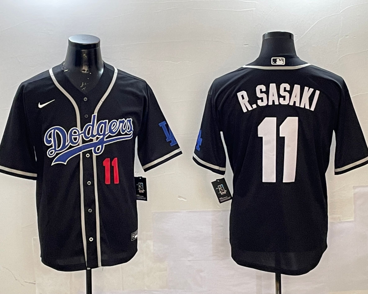 Men's Los Angeles Dodgers Roki Sasaki #11 Black Jersey