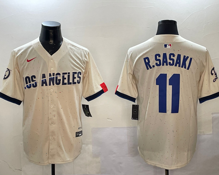 Men's Los Angeles Dodgers Roki Sasaki #11 Cream 2024 City Connect Limited Jersey