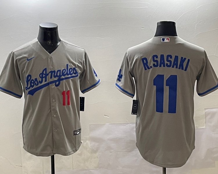 Men's Los Angeles Dodgers Roki Sasaki #11 Gray Alternate Jersey
