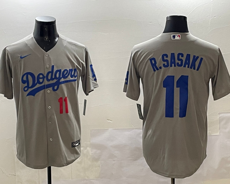 Men's Los Angeles Dodgers Roki Sasaki #11 Gray Jersey