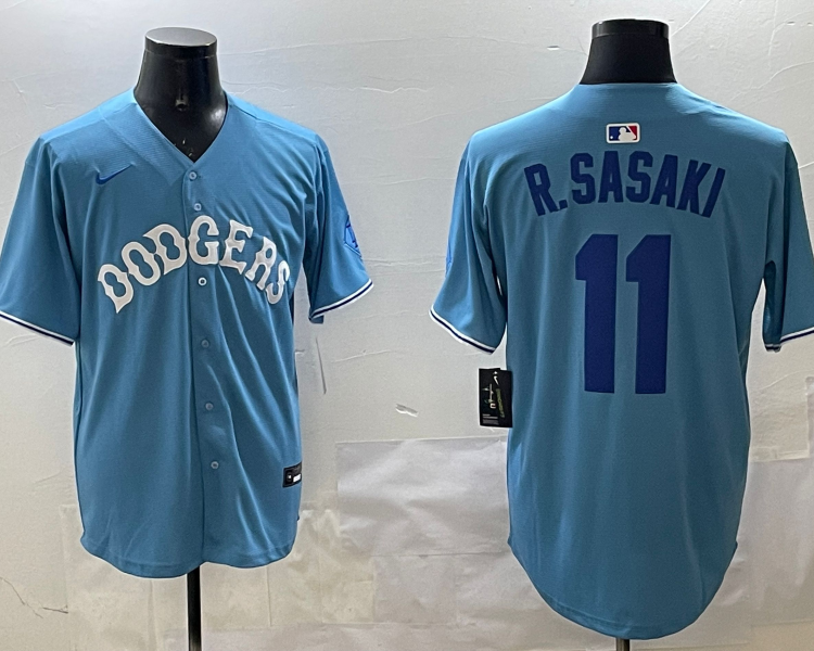 Men's Los Angeles Dodgers Roki Sasaki #11 Light Blue Jersey