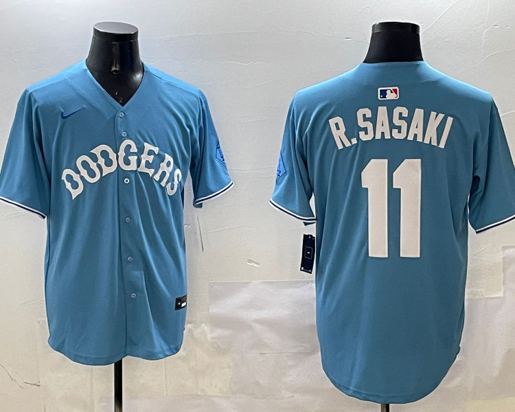 Men's Los Angeles Dodgers Roki Sasaki #11 Light Blue Limited Jersey