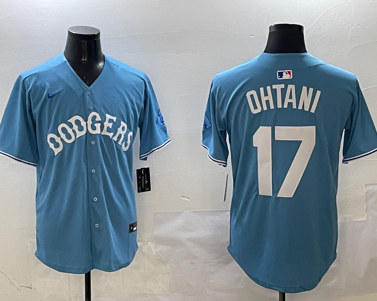 Men's Los Angeles Dodgers Shohei Ohtani #17 Light Blue Limited Jersey
