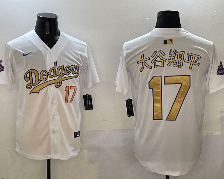 Men's Los Angeles Dodgers Shohei Ohtani #17 White 2025 Gold Collection Jersey