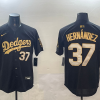 Men's Los Angeles Dodgers Teoscar Hernandez #37 Black Jersey