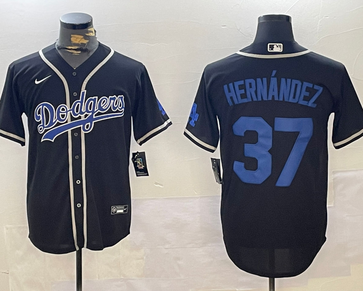 Men's Los Angeles Dodgers Teoscar Hernandez #37 Black Jersey
