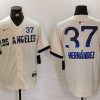 Men's Los Angeles Dodgers Teoscar Hernandez #37 Cream 2024 City Connect Limited Jersey