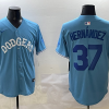 Men's Los Angeles Dodgers Teoscar Hernandez #37 Light Blue Jersey