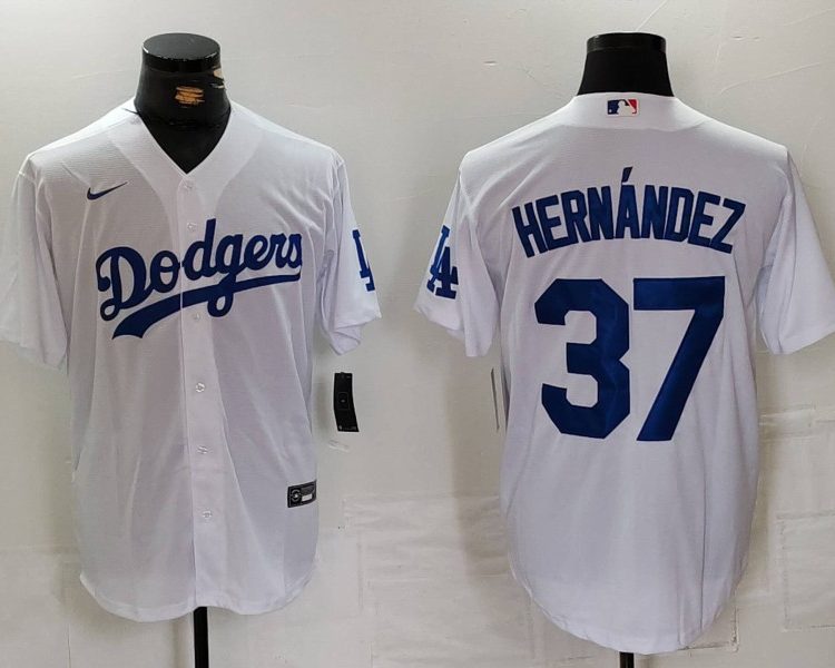 Men's Los Angeles Dodgers Teoscar Hernandez #37 White Home Jersey