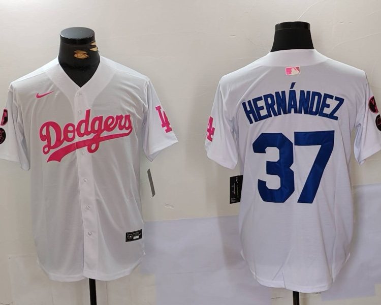 Men's Los Angeles Dodgers Teoscar Hernandez #37 White Limited Jersey