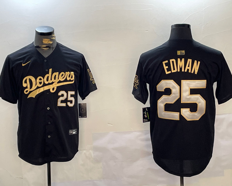 Men's Los Angeles Dodgers Tommy Edman #25 Black Jersey