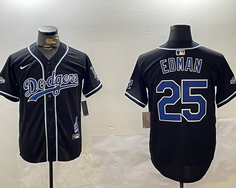 Men's Los Angeles Dodgers Tommy Edman #25 Black Jersey
