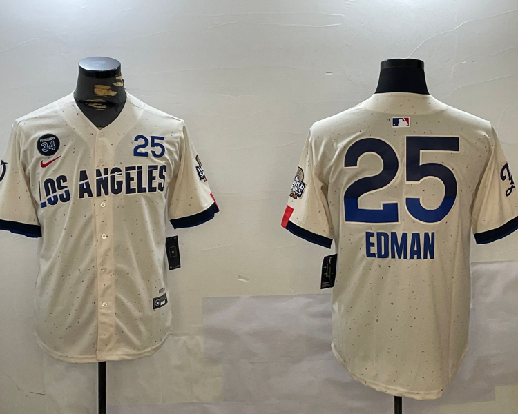 Men's Los Angeles Dodgers Tommy Edman #25 Cream 2024 City Connect Limited Jersey