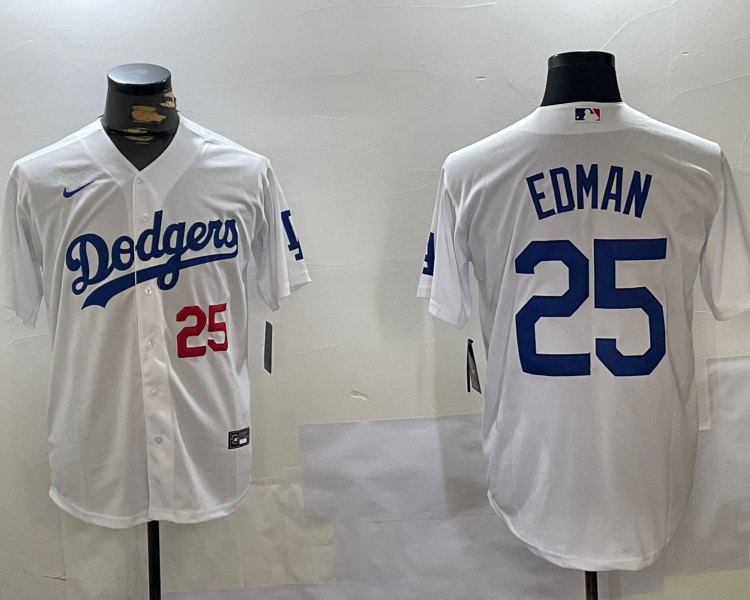Men's Los Angeles Dodgers Tommy Edman #25 White Home Jersey