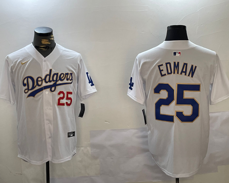 Men's Los Angeles Dodgers Tommy Edman #25 White Jersey