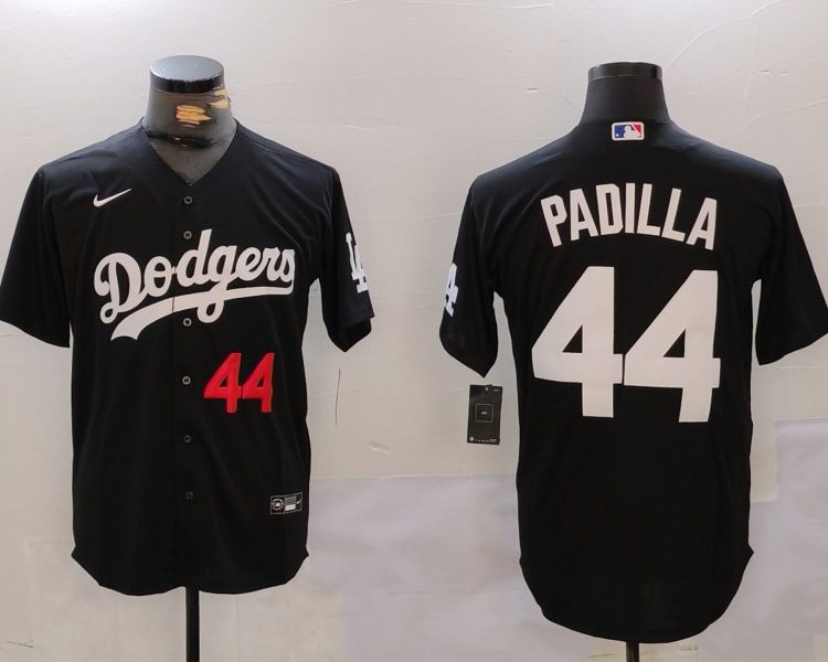 Men's Los Angeles Dodgers Vicente Padilla #44 Black Jersey
