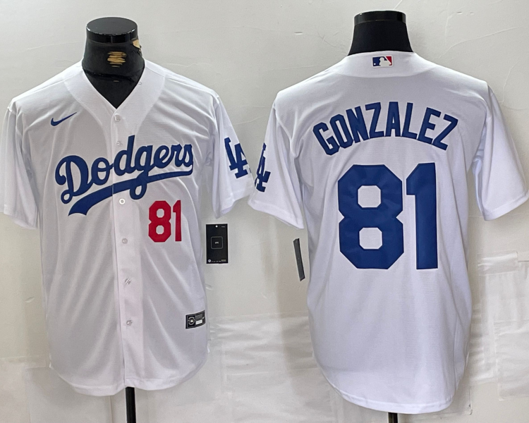 Men's Los Angeles Dodgers Victor Gonzalez #81 White Home Limited Jersey