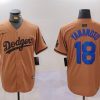 Men's Los Angeles Dodgers Yoshinobu Yamamoto #18 Brown Jersey