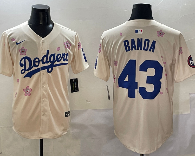 Men's Los Angeles Dodgers Anthony Banda #43 Cream Jersey