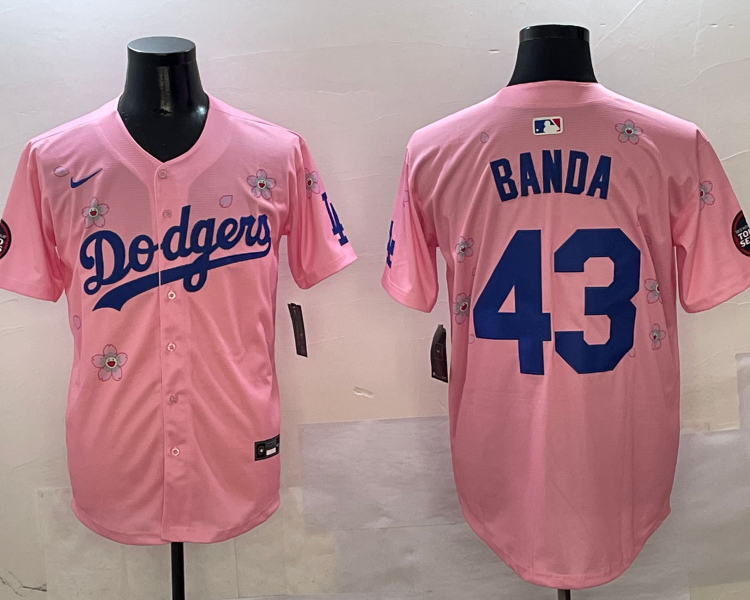 Men's Los Angeles Dodgers Anthony Banda #43 Pink Jersey
