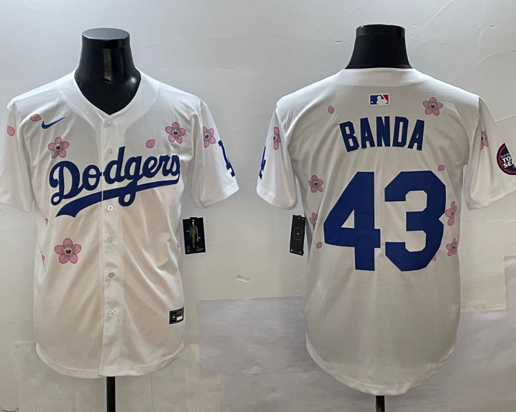 Men's Los Angeles Dodgers Anthony Banda #43 White Jersey
