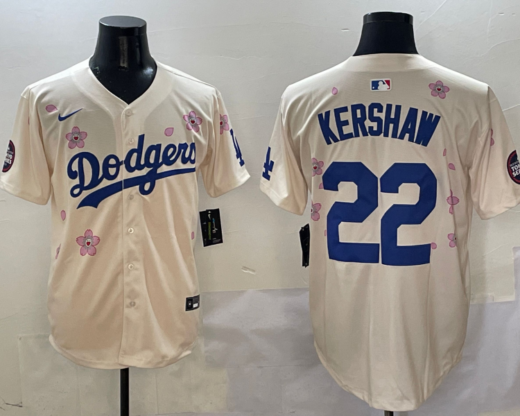 Men's Los Angeles Dodgers Clayton Kershaw #22 Cream Jersey