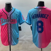 Men's Los Angeles Dodgers Enrique Hernandez #8 Pink/Blue Jersey