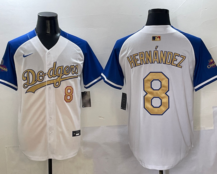 Men's Los Angeles Dodgers Enrique Hernandez #8 White 2025 Gold Collection Jersey