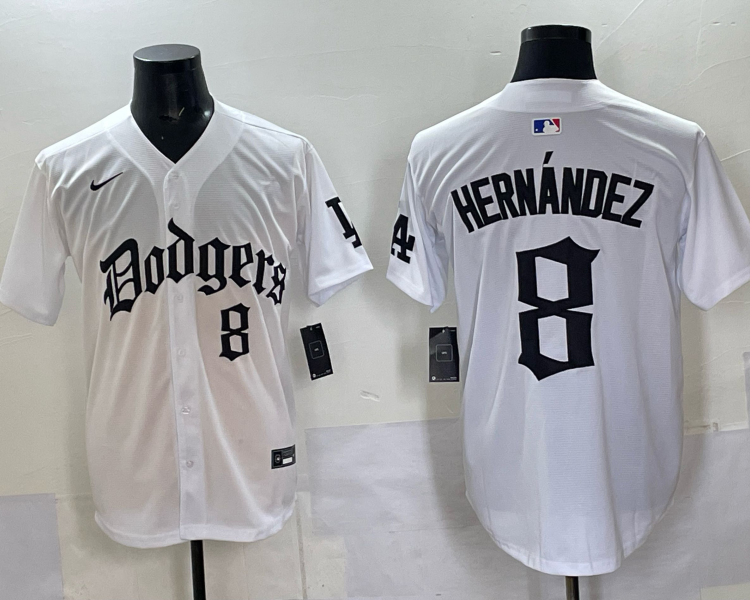 Men's Los Angeles Dodgers Enrique Hernandez #8 White Alternate Jersey