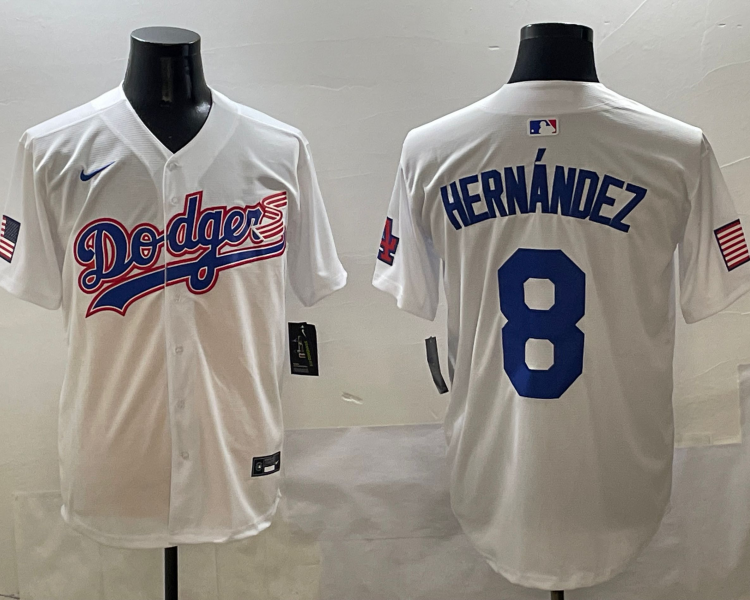Men's Los Angeles Dodgers Enrique Hernandez #8 White Team Jersey