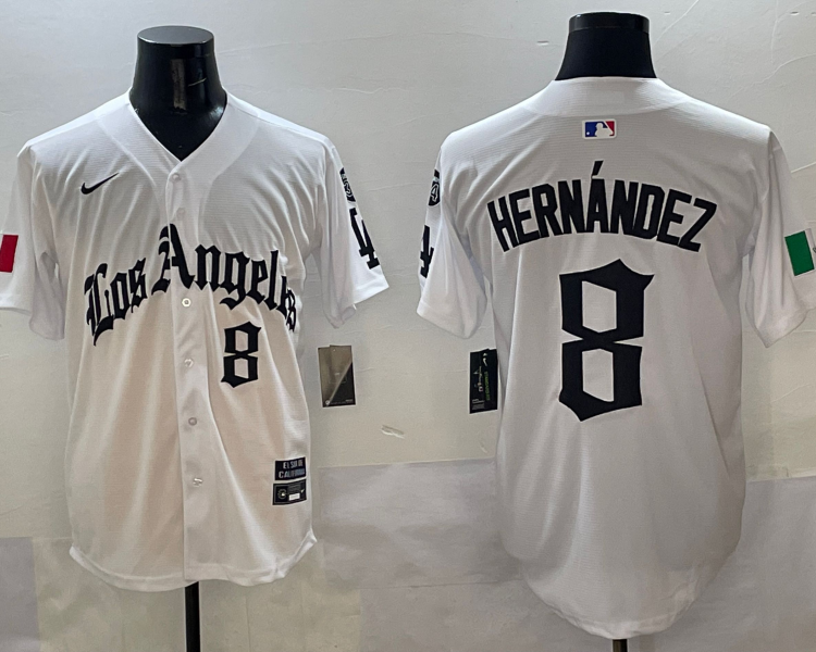 Men's Los Angeles Dodgers Enrique Hernandez #8 White Team Jersey