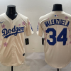 Men's Los Angeles Dodgers Fernando Valenzuela #34 Cream Jersey