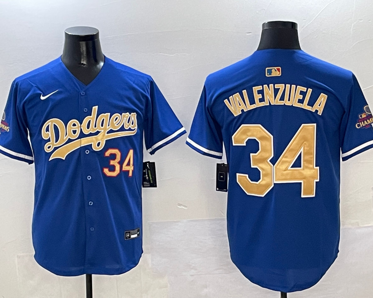 Men's Los Angeles Dodgers Fernando Valenzuela #34 Royal 2025 Gold Collection Limited Jersey