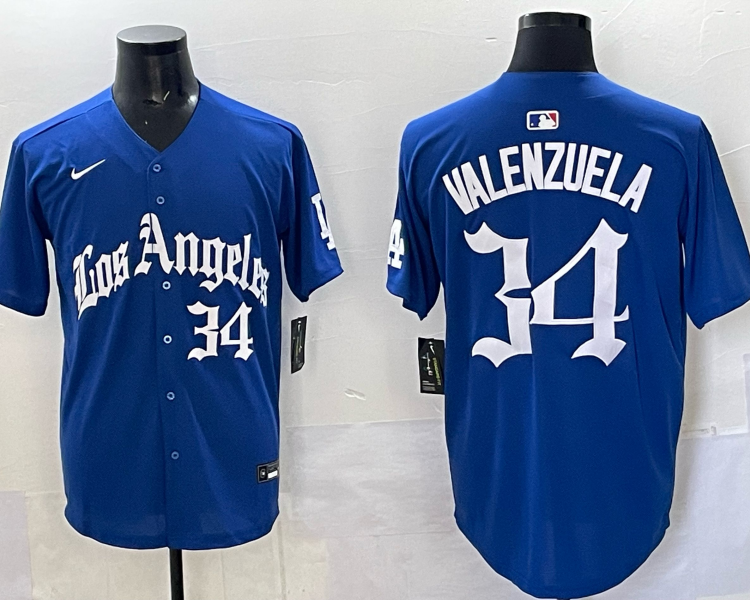 Men's Los Angeles Dodgers Fernando Valenzuela #34 Royal Alternate Jersey