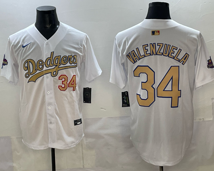Men's Los Angeles Dodgers Fernando Valenzuela #34 White Alternate Jersey
