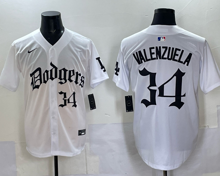 Men's Los Angeles Dodgers Fernando Valenzuela #34 White Alternate Jersey
