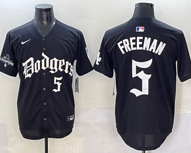 Men's Los Angeles Dodgers Freddie Freeman #5 Black Jersey
